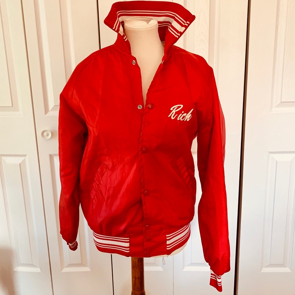 Red Vintage 80’s Art-Flo Varsity Football Jacket M
